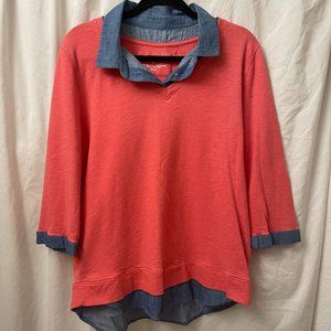 Coral and Denim Layered Shirt